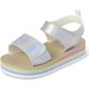 The Children’s Place Baby Girls’ Baby Girls and Toddler Platform Sandals With Adjustable Ankle Strap(Silver Multi)