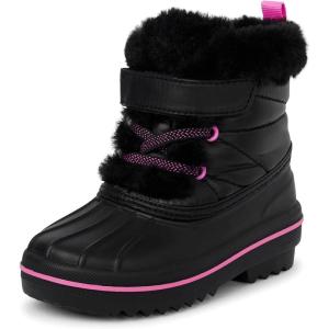 The Children’s Place Baby Girls’ Faux Fur Trim Snow Boots(Black Toggle)