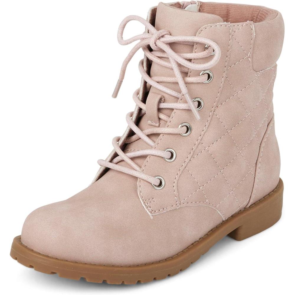 imageThe Childrens Place Girls Girls Lace Up Combat BootsPink Quilted