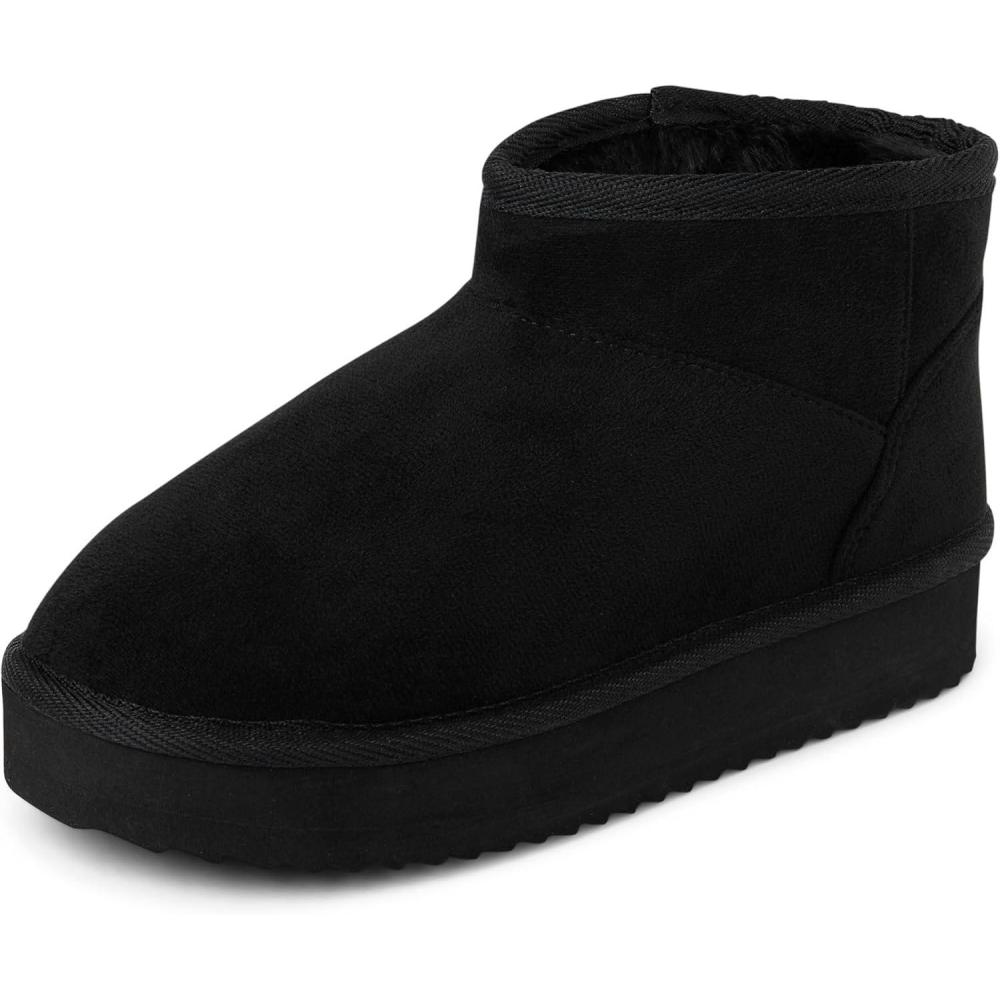 imageThe Childrens Place Girls Girls Mini Ankle Platform Boot Fauxfur LinedBlack