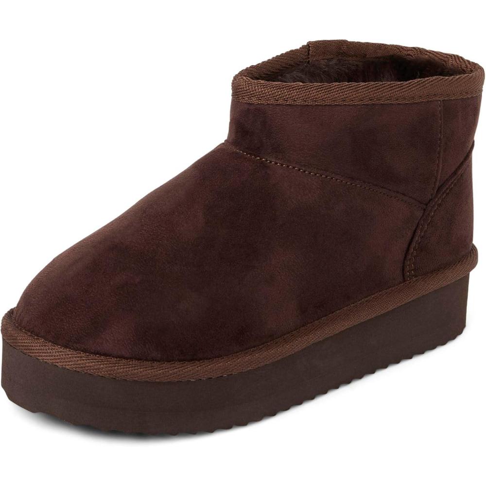 imageThe Childrens Place Girls Girls Mini Ankle Platform Boot Fauxfur LinedDk Brown