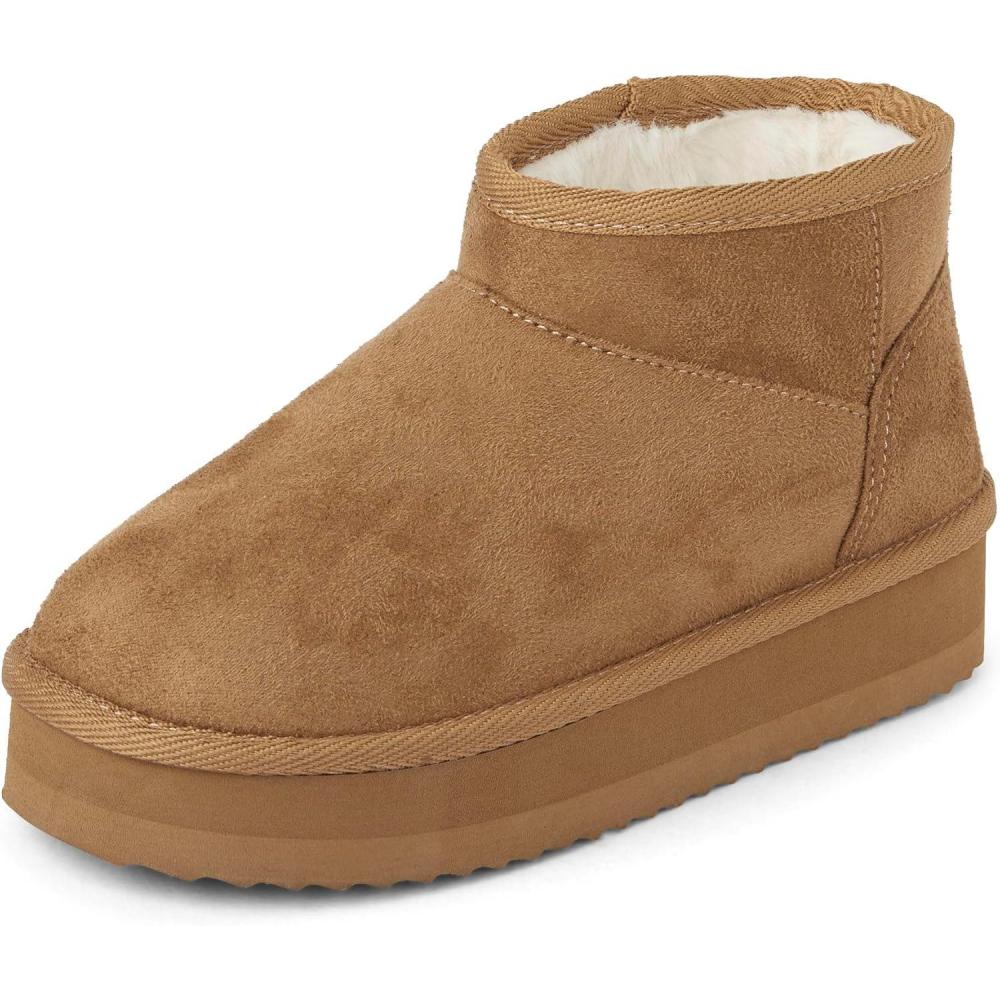 imageThe Childrens Place Girls Girls Mini Ankle Platform Boot Fauxfur LinedTan