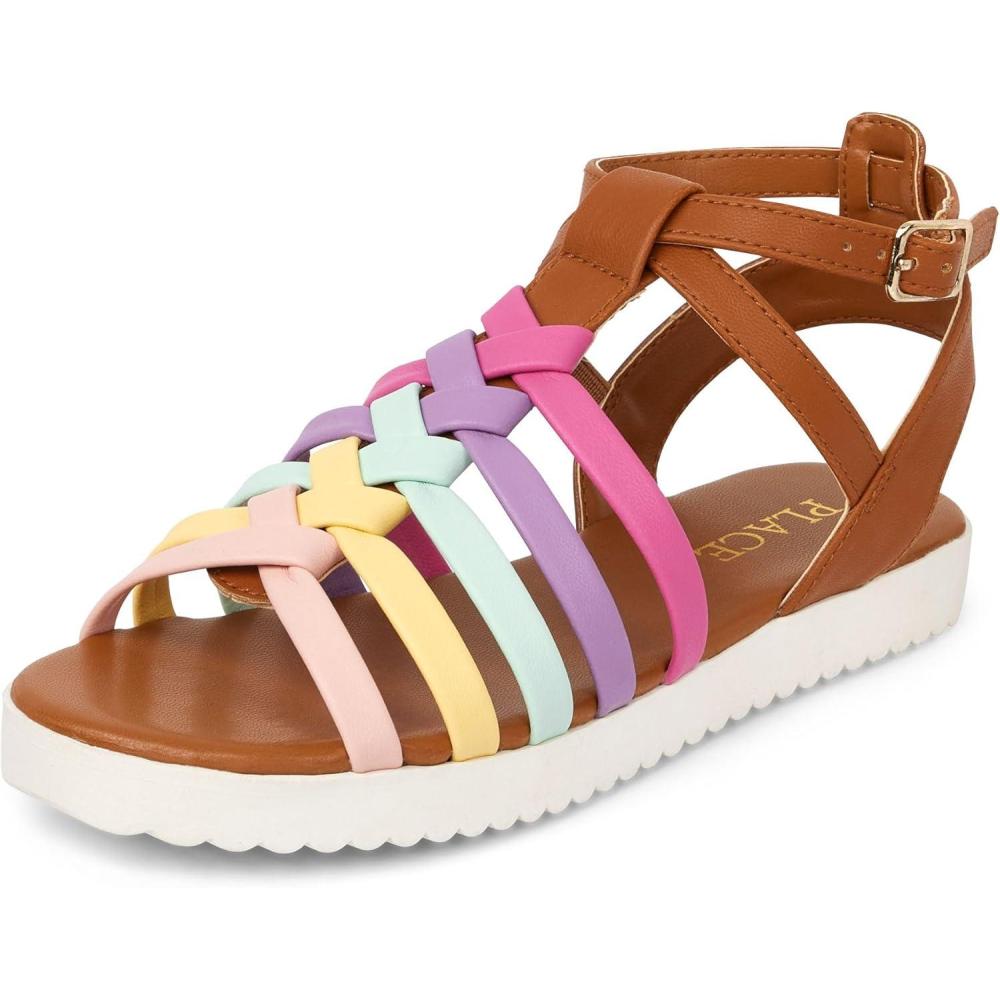 imageThe Childrens Place Girls Gladiator SandalsRainbow Multi