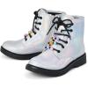 The Children’s Place Girls’ Girls Lace Up Combat Boots(Metallic Silver)