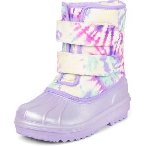 The Children’s Place Girls’ Faux Fur Trim Winter Snow Boots(Purple Cream Swirl)