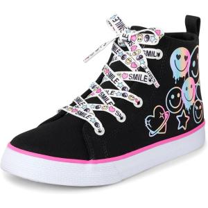 The Children’s Place Girls’ Girls Casual Lace Up Hi Top Sneakers(Doodle Icons)