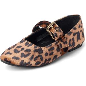 The Children’s Place Girls’ Girls Closed Toe Ballet Flats(Leopard)