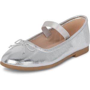 The Children’s Place Girls’ Girls Closed Toe Ballet Flats(Silver)