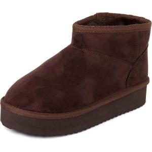 The Children’s Place Girls’ Girls Mini Ankle Platform Boot, Faux-fur Lined(Dk Brown)