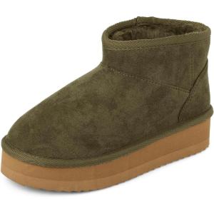 The Children’s Place Girls’ Girls Mini Ankle Platform Boot, Faux-fur Lined(Olive)