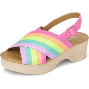 The Children’s Place Girls’ Girls’ Open Toe Low Heel Clog Sandals(Rainbow Multi)
