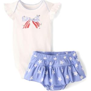 The Children’s Place Baby Girls’ And Newborn Bodysuit and Skirt, 2 Piece Outfit(American Bow)