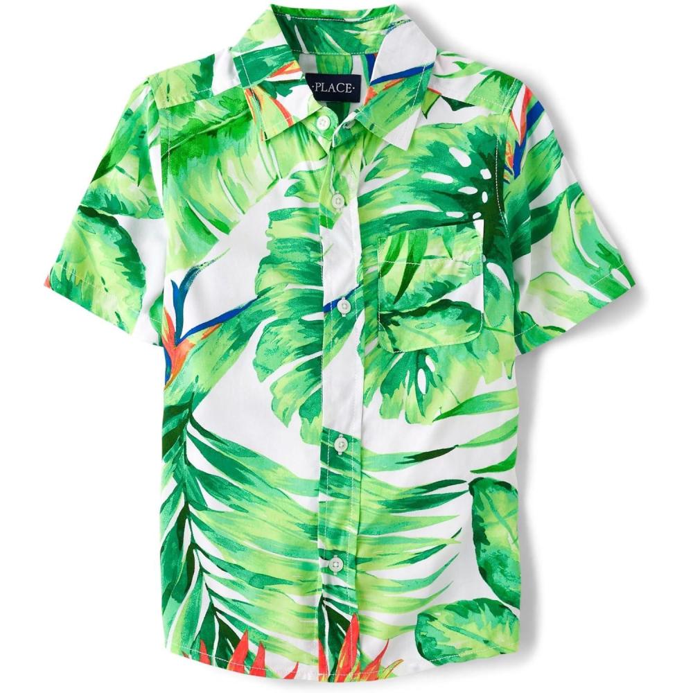 imageThe Childrens Place Boys Short Sleeve Poplin Button Down ShirtApplemint