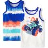 The Children’s Place Boys’ Sleeveless Tank Top Shirt(Blue Wave 2-pack)