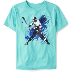 The Children’s Place Boys’ Active Performance Short Sleeve T-Shirt(Baseball Blue)