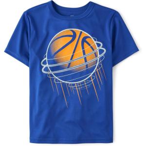 The Children’s Place Boys’ Active Performance Short Sleeve T-Shirt(Basketball Graphic)