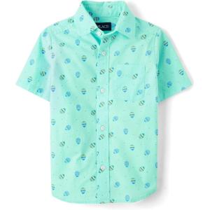 The Children’s Place Boys’ Short Sleeve Poplin Button Down Shirt(Easter Egg Mint)