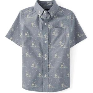 The Children’s Place Boys’ Short Sleeve Poplin Button Down Shirt(Federal Blue)