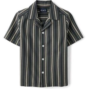 The Children’s Place boys Short Sleeve Button Up Shirt(Motor Oil)