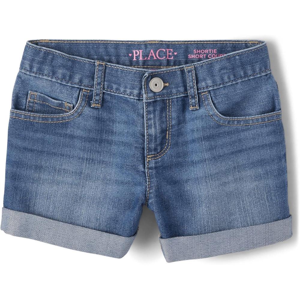 imageThe Childrens Place Girls Denim Shortie ShortsRose Wash