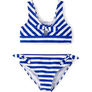 The Children’s Place Girls’ 2-piece Bikini Swimsuit(Renew Blue Stripe)