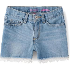 The Children’s Place Girls Denim Shortie Shorts(Gemini Wash Lace Hem)