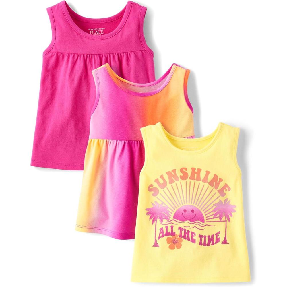 imageThe Childrens Place Baby Girls Toddler Girls Everyday Tank TopsPink Ombre 3pack