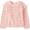 The Children’s Place Baby Girls’ and Toddler Long Sleeve Crew Neck Pullover Sweater(Fuzzy Pink Ruffle)