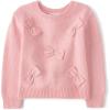 The Children’s Place Baby Girls’ and Toddler Long Sleeve Crew Neck Pullover Sweater(Lt Plum Bows)