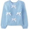 The Children’s Place Baby Girls’ and Toddler Long Sleeve Crew Neck Pullover Sweater(Party Blue Bows)