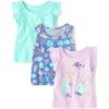 The Children’s Place Baby Girls’ and Toddler Short Sleeve Everyday T-Shirts(Sea Blue 3-pack)