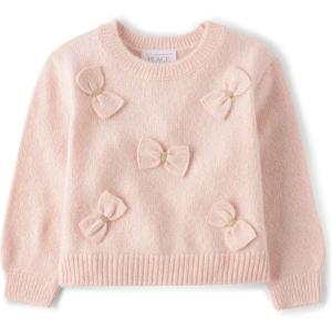 The Children’s Place Baby Girls’ and Toddler Long Sleeve Crew Neck Pullover Sweater(Fading Rose Bows)