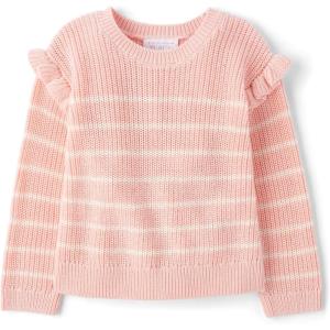 The Children’s Place Baby Girls’ and Toddler Long Sleeve Crew Neck Pullover Sweater(Fuzzy Pink Ruffle)