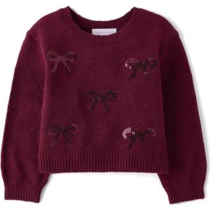 The Children’s Place Baby Girls’ and Toddler Long Sleeve Crew Neck Pullover Sweater(Sugar Beet Bows)