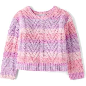 The Children’s Place Baby Girls’ and Toddler Long Sleeve Crew Neck Pullover Sweater(Yreka Pink Ombre)