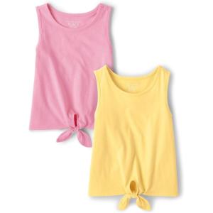 The Children’s Place Baby Girls’ and Toddler Tie Front Tank Tops(Pink/Yellow Tie Front 2-pack)