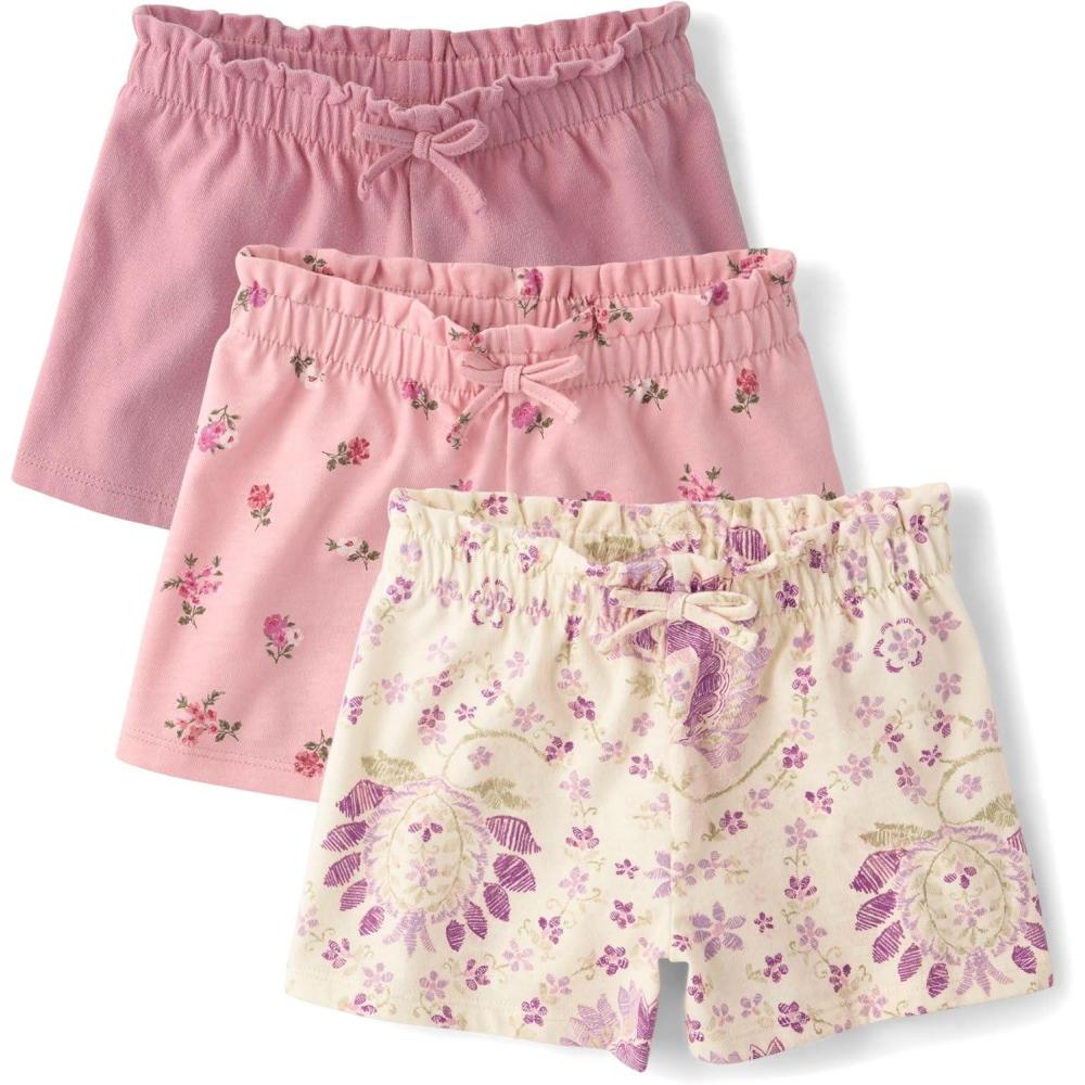 imageThe Childrens Place Baby Girls and Toddler Assorted Pull on Paper Bag ShortsPinkFloralPaisley