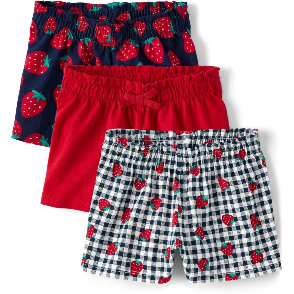 imageThe Childrens Place BabyGirls and Toddler Pull on Stretchy Waistband ShortStrawberry Gingham 3pack