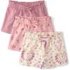 The Children’s Place Baby Girls’ and Toddler Assorted Pull on Paper Bag Shorts(Pink/Floral/Paisley)