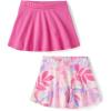 The Children’s Place Baby Girls’ and Toddler Pull on Everyday Skorts(Luau Print/Fuschia 2-pack)