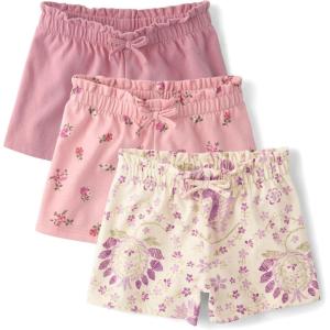 The Children’s Place Baby Girls’ and Toddler Assorted Pull on Paper Bag Shorts(Pink/Floral/Paisley)