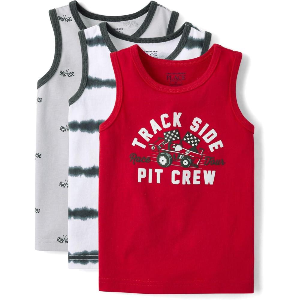 imageThe Childrens Place Boys and Toddler Assorted Sleeveless Tank TopsMotoroil 3pack