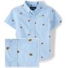 The Children’s Place Baby Boys’ and Toddler Poplin Short Sleeve Button Down Shirt(Football Print)