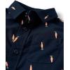 The Children’s Place Baby Boys’ and Toddler Poplin Short Sleeve Button Down Shirt(Navy Carrots)