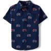 The Children’s Place Baby Boys’ and Toddler Poplin Short Sleeve Button Down Shirt(America Monster Trucks)