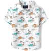 The Children’s Place Baby Boys’ and Toddler Poplin Short Sleeve Button Down Shirt(Blue Orange Dino Print)