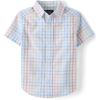 The Children’s Place Baby Boys’ and Toddler Poplin Short Sleeve Button Down Shirt(Multi Gingham)