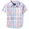 The Children’s Place Baby Boys’ and Toddler Poplin Short Sleeve Button Down Shirt(Rose Pottery Plaid)