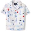 The Children’s Place Baby Boys’ and Toddler Poplin Short Sleeve Button Down Shirt(Sailboats)