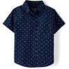 The Children’s Place Baby Boys’ and Toddler Poplin Short Sleeve Button Down Shirt(Tidal)